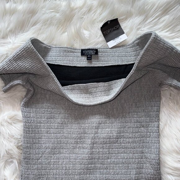 Topshop Cotton Off the Shoulder Dress - Picture 4 of 5